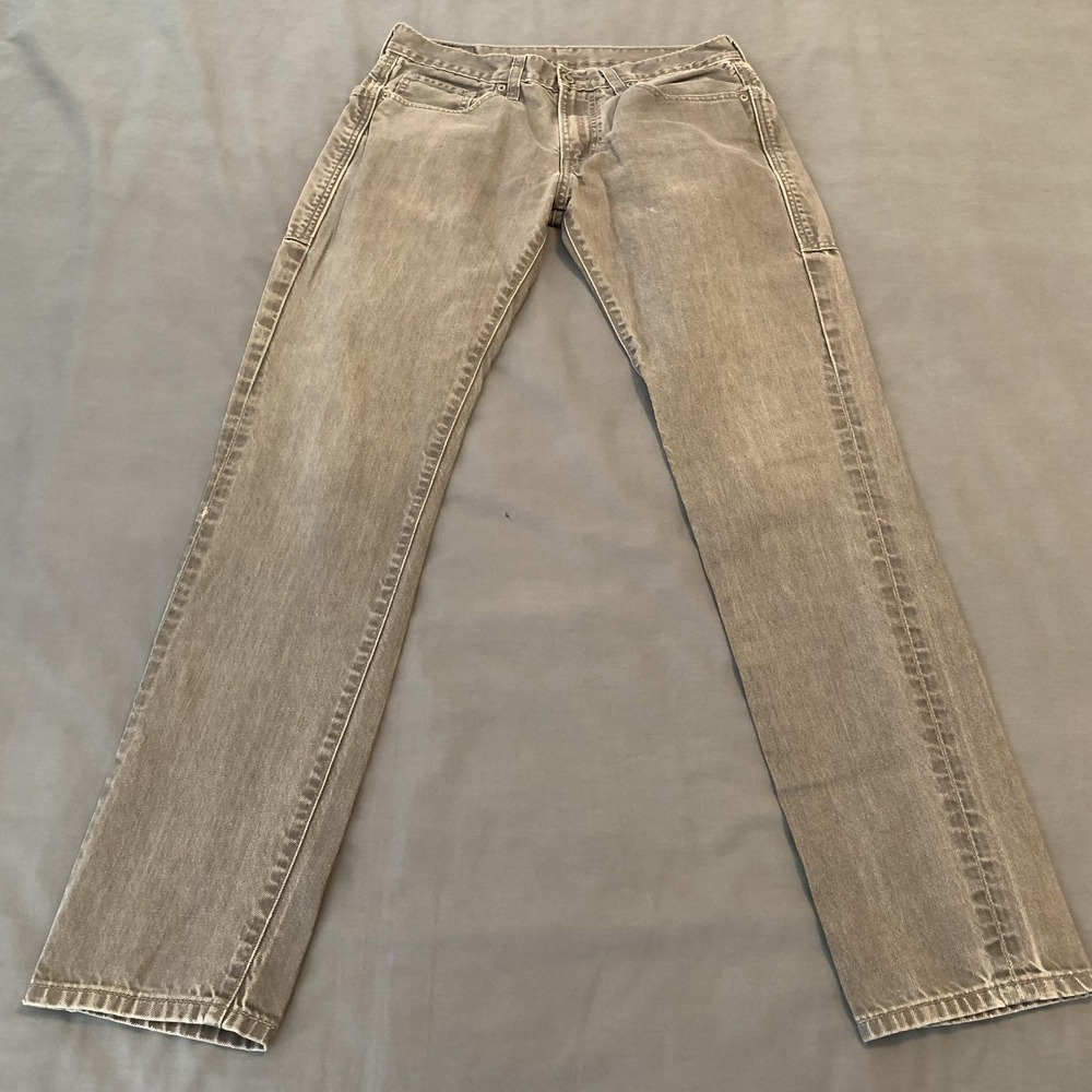 Levis 511 Jeans Mens 33x32 Gray Slim Skinny Fit Denim Light Wash Casual Vintage